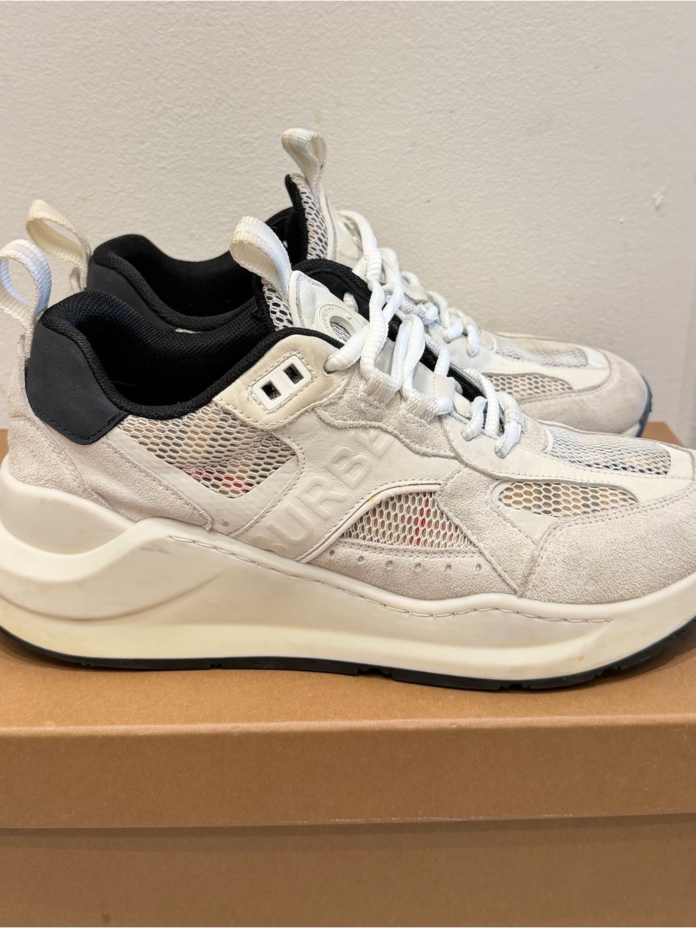 Women's White Mesh & Suede Platform Sneakers